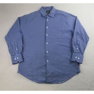 Neiman Marcus Dress Shirt‎ Mens 32/33 8.5 Trim Fit Blue Check Long Sleeve Button